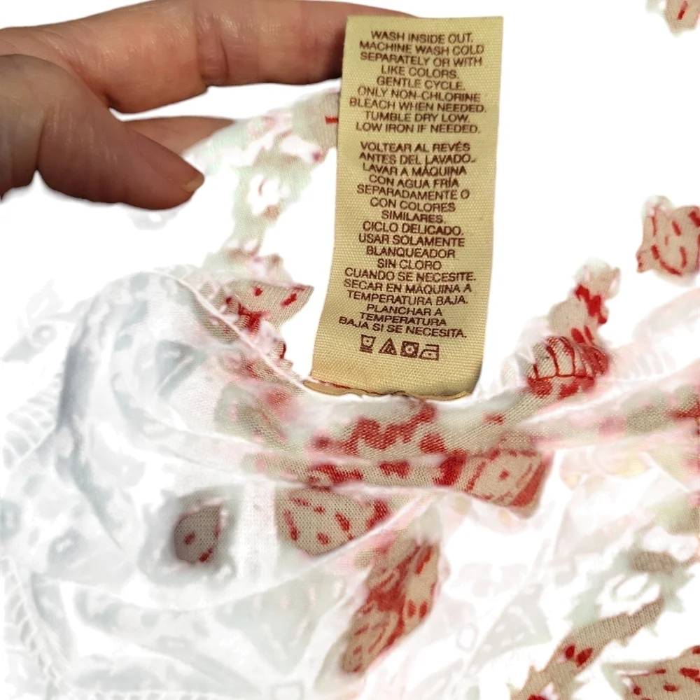 🩷 3/$15 Faded Glory Red and White Patterned Strapless Dress, Size Large (12/14)